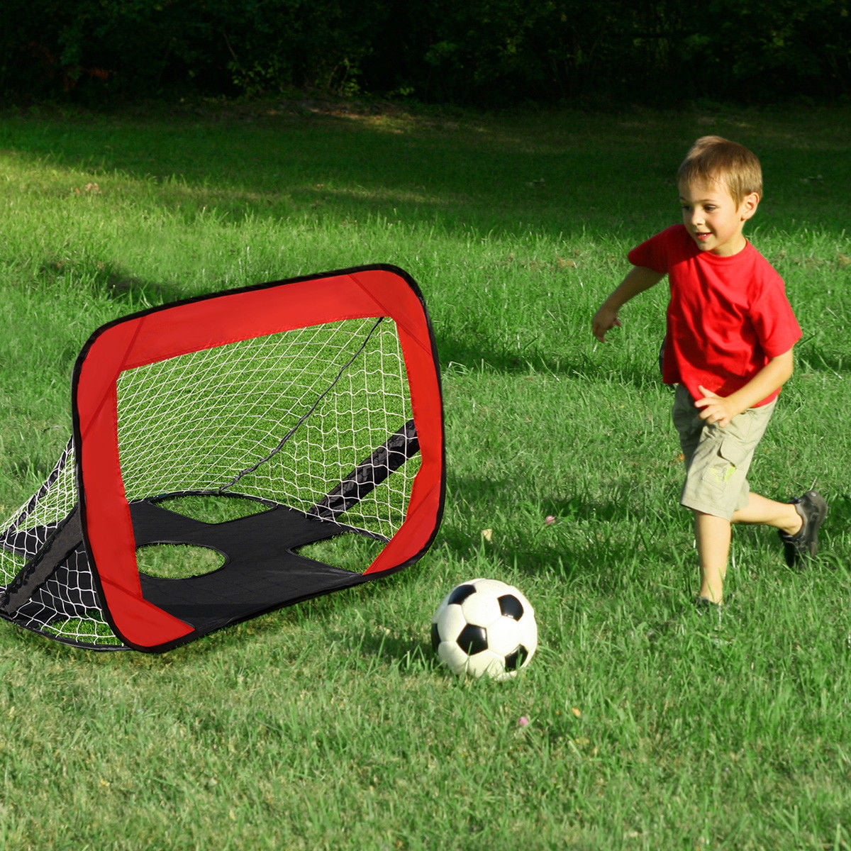 Sizet Mini Foldable Pop Up Soccer Goal Nets for Kids Portable Kids Soccer Goals with Travel Carrying Bag Kids Soccer Fun Playing Nets