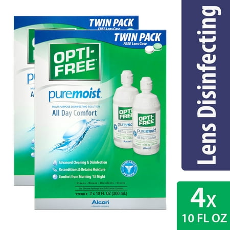 (2 Pack) Opti-Free Puremoist All Day Comfort Multi-Purpose Disinfecting Solution, 2 x 10 Fl