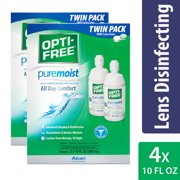 (2 pack) OPTI-FREE Puremoist Multipurpose Contact Lens Disinfecting Solution Twin Pack, 4 Total 10 Fl. Oz. Bottles