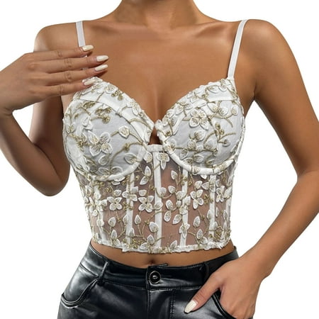 

Yubnlvae Women Lace Bra Strapless Satin Tube Top Crop Bustier Top Sheer Casual Blouse Tops Mini Bustier