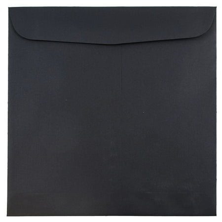 UPC: 0609722707664 | JAM 9.5 x 9.5 Square Envelopes  Black Linen  25/Pack