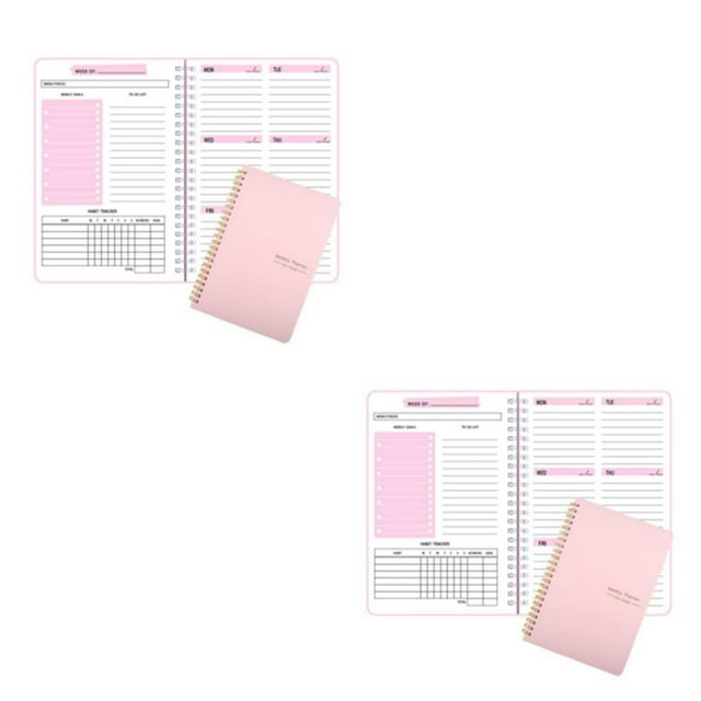 Youkk Double-Sided Weekly Planner Goal Notebook Delicate Printed And Extra Thick Paper For Sustainable Pink 2Set
