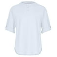 thumbnail image 4 of UVEASISHA Cotton Linen Henley Shirts for Men Roll Up Long Sleeve Button-up Collarless T-Shirt Loose Fit Casual Golf Shirts Summer Lightweight Beach Shirt White M, 4 of 5