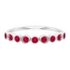 Womens 1/2 CT Round Cut Ruby Semi Eternity Ring, Ruby Half Eternity Ring in Gold, Beaded Bezel Set Ruby Ring, 14K White Gold, US 7.50