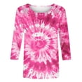 thumbnail image 4 of Nrmvnmi Womens 3/4 Length Sleeve Cotton Tops Casual Floral Print Round Neck Tie Dye Summer/Fall Tops Loose Fit Elastic and Lightweight Blouse For Women, 4 of 6