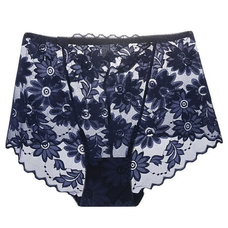 Blphud Panty Set Casual Women Full Coverage Women s Underwear Large Size Underwear High Waist Small Daisy Women s Lace Seamless Briefs Lace Underwear Women Dark Blue XL