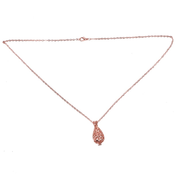 1 colgante ahuecado en forma de gota de agua con bola aromática, collar de pelelito, cadena creativa para el cuello para cumpleaños (oro rosa).