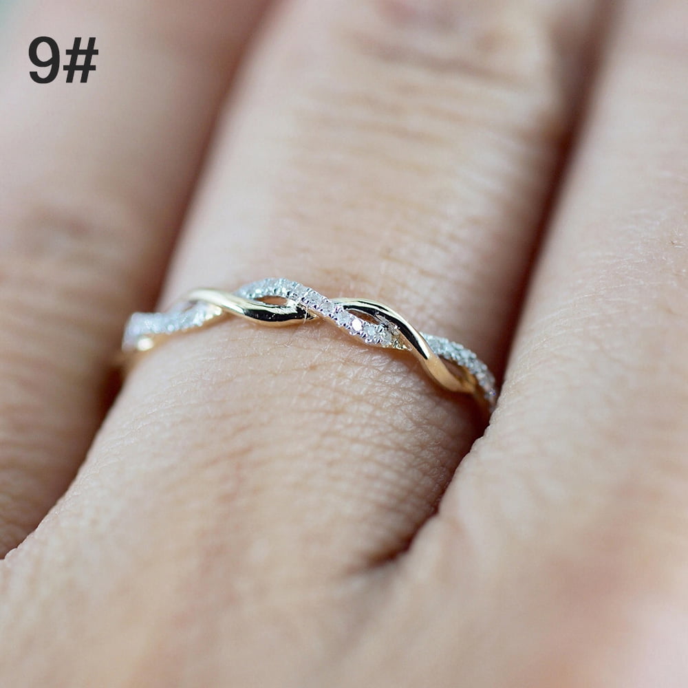 Wedding Band Diamond Ring Simple Curved Design 14k Gold Plated Women Jewelry Beauty Accessories Gifts Walmart Canada