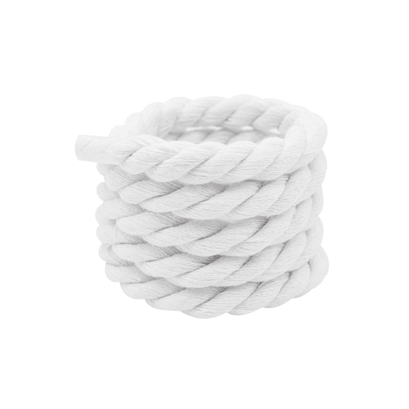 INSPIRE CHIC Chunky Rope Laces Round Hand-woven Shoe Laces Solid Color Shoelaces for Sneakers 1 Pair 100cm/39.37" White
