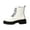 White, variant on EKVAHL Women's Lace‑Up Platform Ankle Booties, Side Zipper Faux Leather Boots, Lug Sole Fashion Boots For Winter Street Outing Black