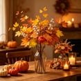 thumbnail image 4 of Fall Artificial Floral Arrangement with Maple Leaves and Pumpkins Thanksgiving Harvest Table Centerpiece Decor for Home Shelf Mantel Plastic Faux Flower Sprig for Vase Filler and Autumn, 4 of 6