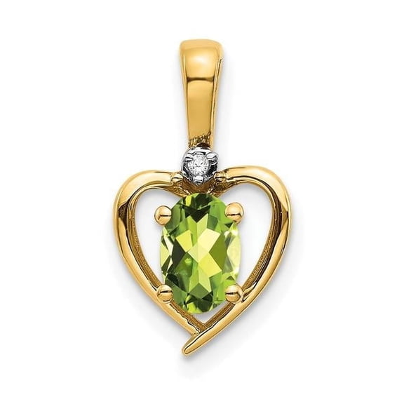 14k 6x4 Oval August/Peridot and Diamond Heart Pendant XBS507