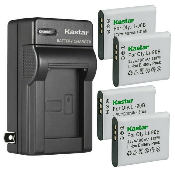 Kastar 4-Pack Battery and AC Wall Charger Replacement for Olympus Li-90B Li-92B Battery, LI-90C UC-90 Charger, Olympus Stylus TG-5, Stylus TG-Tracker, OM SYSTEM Tough TG-6, OM SYSTEM Tough TG-7 Camera