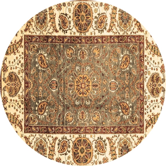 Ahgly Company Indoor Round Oriental Brown Traditional Area Rugs, 3' Round