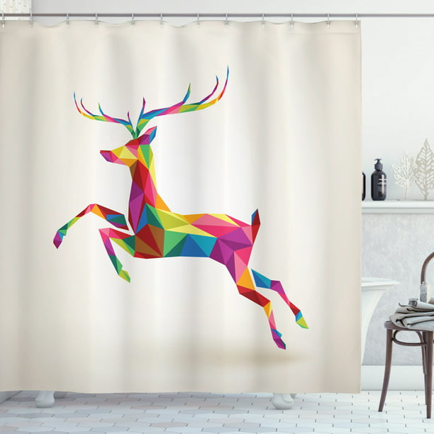 Reindeer Shower Curtain Geometric And, Reindeer Shower Curtain