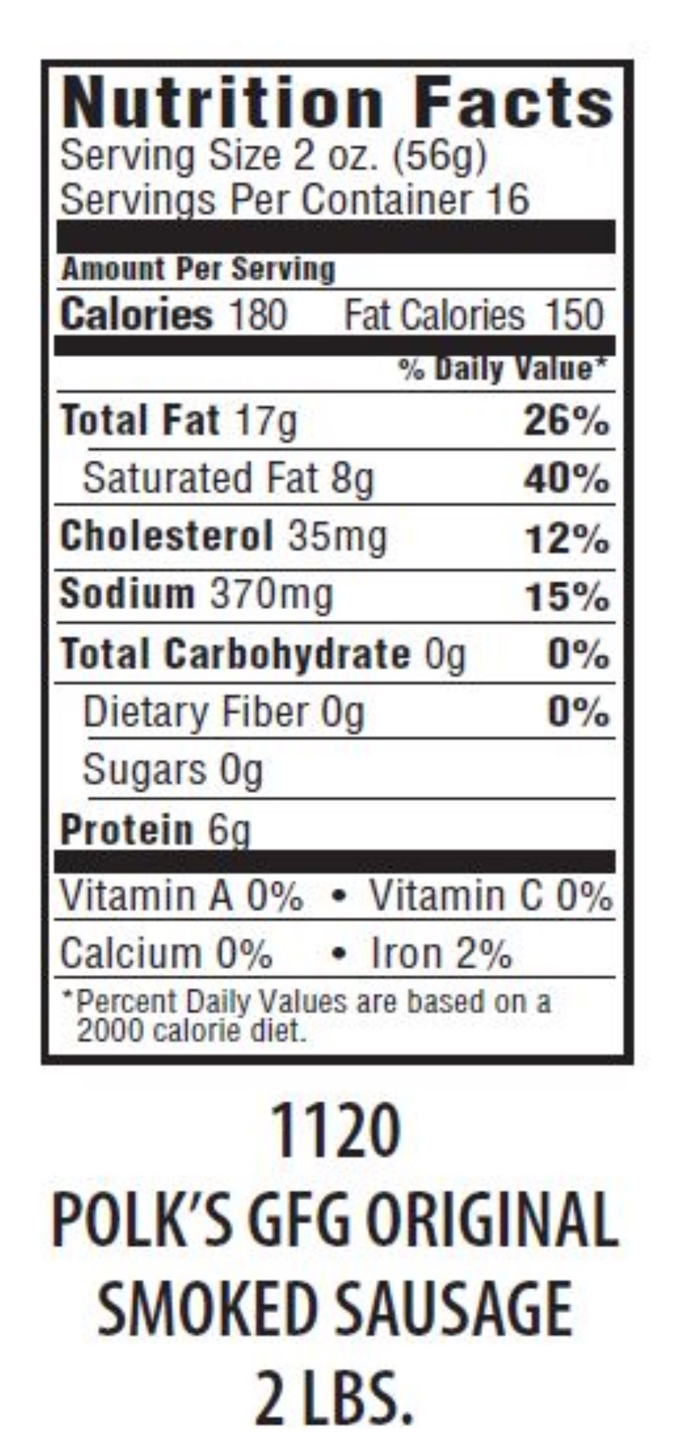 Polk's Original Smoked Sausage, Made with Beef, Fully Cooked, Keep Refrigerated, 32 oz