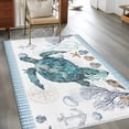 thumbnail image 2 of Blue Sea Turtle Area Rugs 3x5 ft Ocean Watercolor Blue Seastars Seaweed Corals Anchor Washable Rug Non Slip Indoor Carpet Absorbent Floor Mat for Living Room Bedroom Dining Room, 2 of 9