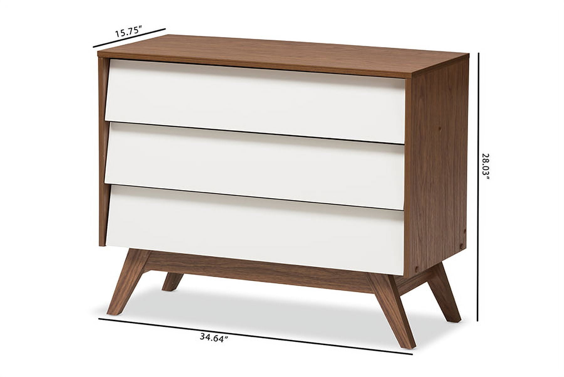 Baxton Studio Hildon Modern White and Walnut 3-Drawer Storage Chest