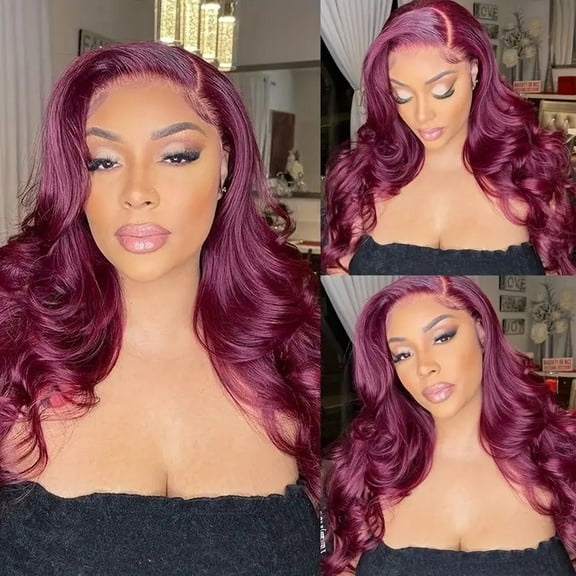 Burgundy lace front long curly wig for women big wave wig