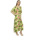 thumbnail image 2 of Bimba Women's Long Yellow Designer Drawstring Waist Kimono Cover Up Kaftan-4, 2 of 6