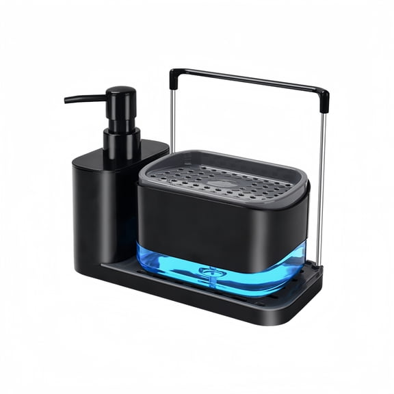 Dish Soap Dispenser for Kitchen Bathroom,Dual Soap Dispenser with Sponge Holder and Dishcloth Holder, 5-in-1 Kitchen Sink Countertop Organizer – Useful Kitchen Gadgets