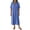02# Blue, variant on Women's Lapel Short Sleeve Snap Button Striped Hemp Sundress with Pockets Stretchable Loose Fit Casual S-3XL