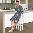 thumbnail image 4 of Dailycode Men Robe Lightweight Soft Bathrobes Kimono Nightgown Beautiful Butterflies and Star, 4 of 6