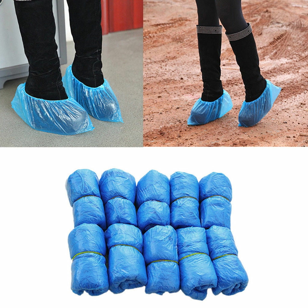 Heekpek Shoe Covers Heavy Duty Overshoes Blue Shoe Covers Boot Covers Non-Slip Plastic Overshoes Waterproof Overshoes 