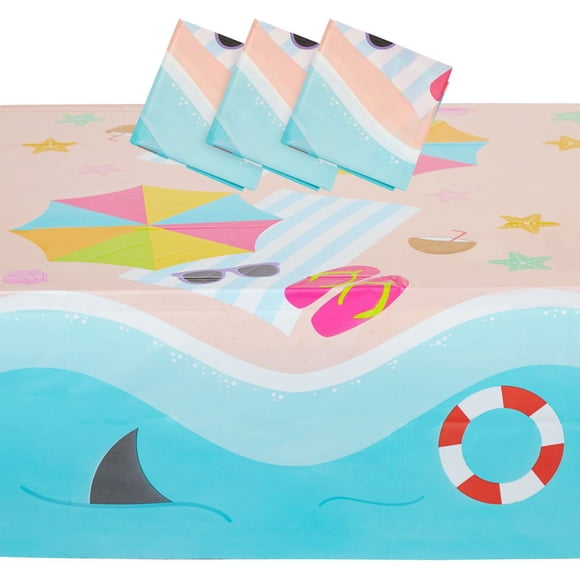 Nappe Rectangulaire en Plastique Scène de Plage d'Été (Lot de 3)