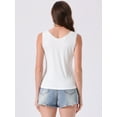 thumbnail image 4 of DARING DIVA Lace Trim Tank V Neck Sleeveless Undershirt S White, 4 of 7