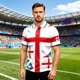 thumbnail image 2 of 2026 Soccer Cup Jersey for Men, Polo Collar Short Sleeve England Cross & Lion Crest Graphic Top - Breathable Fan Shirt for Match Day & Casual Wear Hot Pink XL, 2 of 4