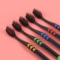 thumbnail image 3 of Cepillo de dientes de carbón de bambú para adultos, paquete de 10, paquete familiar, supermercado, luna pequeña, adultos, caja negra/blanca, suave para uso diario, 3 of 4