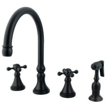 Kingston Brass KS2795KXBS Governor Double-Handle 4-Hole Widespread Kitchen Faucet with Brass Sprayer in Oil Rubbed Bronze