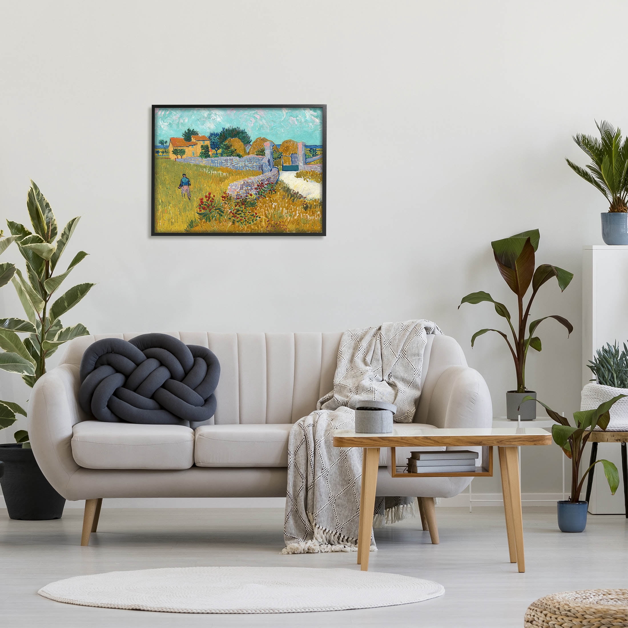 Farmhouse In Provence Van Gogh Scene Landscape Painting Black Framed Art Print Wall Art