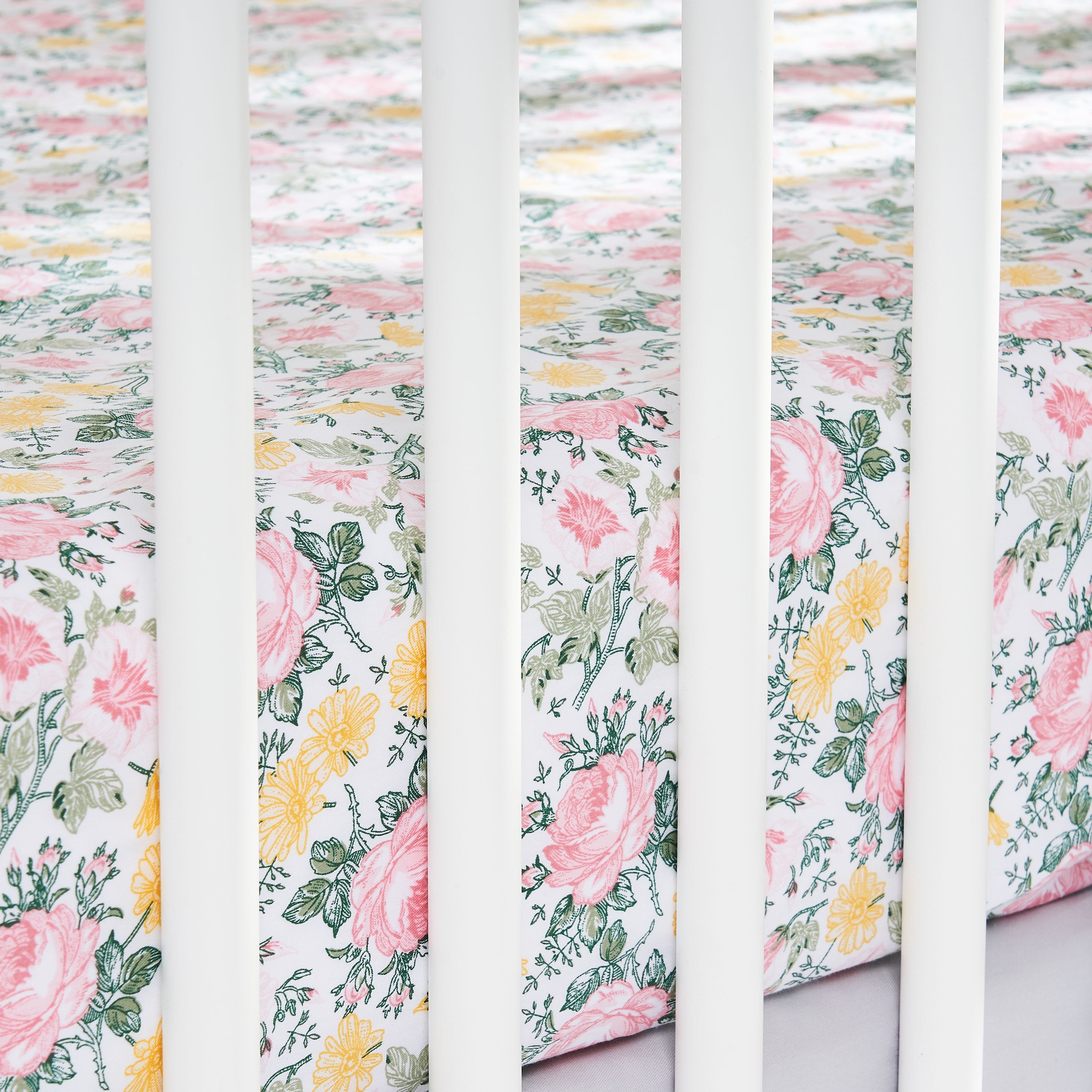 (2 pack) Parent's Choice 100% Cotton Fitted Crib Sheets For Baby Girls, Pink Floral, 2 Pack, Crib Bed