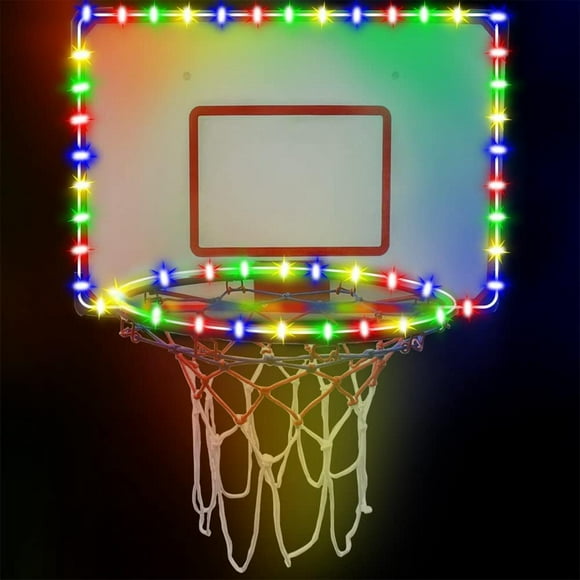 Luces de aro de baloncesto LED RGB 8 modos de luz Cola 16 pies de longitud con control remoto