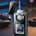 thumbnail image 3 of Double Fire Windproof Lighter Digital Display Intelligent Induction Direct Flames Lighter for Men Male, 3 of 5