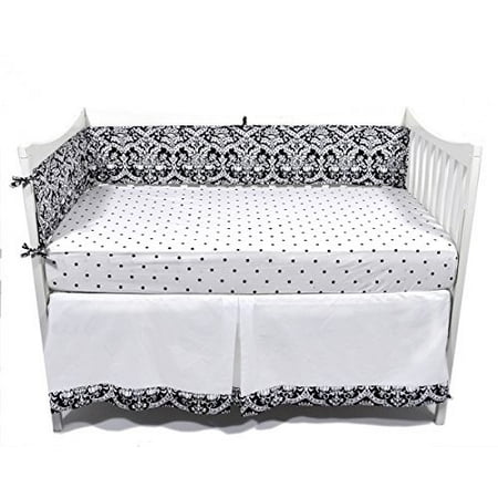 Tadpoles Black and White Damask Crib Bumper, Black/White