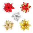thumbnail image 3 of Adornos navideños, corona de ratán con flores doradas y rosas, flores decorativas, decoración de flores navideñas, suministros para árboles de Navidad DIY, 3 of 6