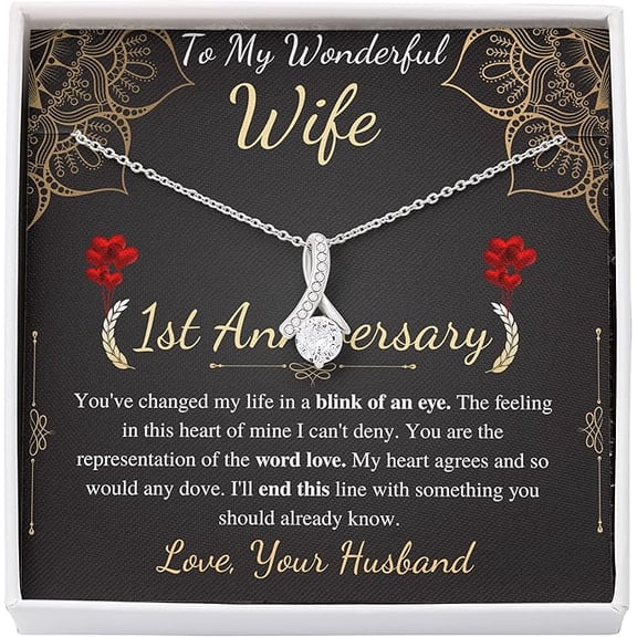 Necklace on 1 Year wedding Anniversary for Wife from husband , with Personalized Message Card