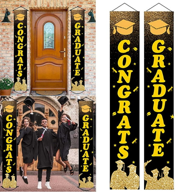 Banner de decoración de graduación de 2023, felicitaciones de clase, letrero de porche de graduación, fondo fotográfico de 180 x 30 cm, el pareado