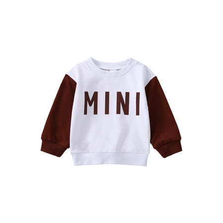 

Toddler Baby Boy Girl Crewneck Sweatshirt Letter Print Long Sleeve Pullover Sweater Shirt Top Cute Fall Clothes
