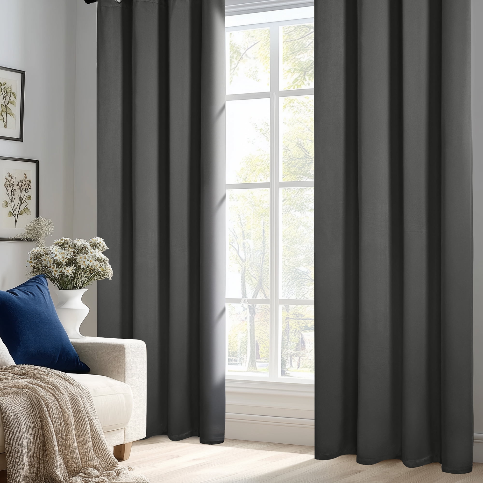 ZOPZO Energy Efficient Blackout Curtains, Dark Gray, 52W x 84L Inch, Thermal Insulated Room Darkening Drapes for Modern Home DEcor, 2 Panels