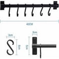 thumbnail image 2 of Barra de pared para utensilios de cocina, 40 cm, con 6 ganchos extraíbles, soporte para estante de pared para utensilios de cocina (negro), 2 of 5