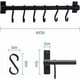 thumbnail image 2 of Barra de pared para utensilios de cocina, 40 cm, con 6 ganchos extraíbles, soporte para estante de pared para utensilios de cocina (negro), 2 of 5