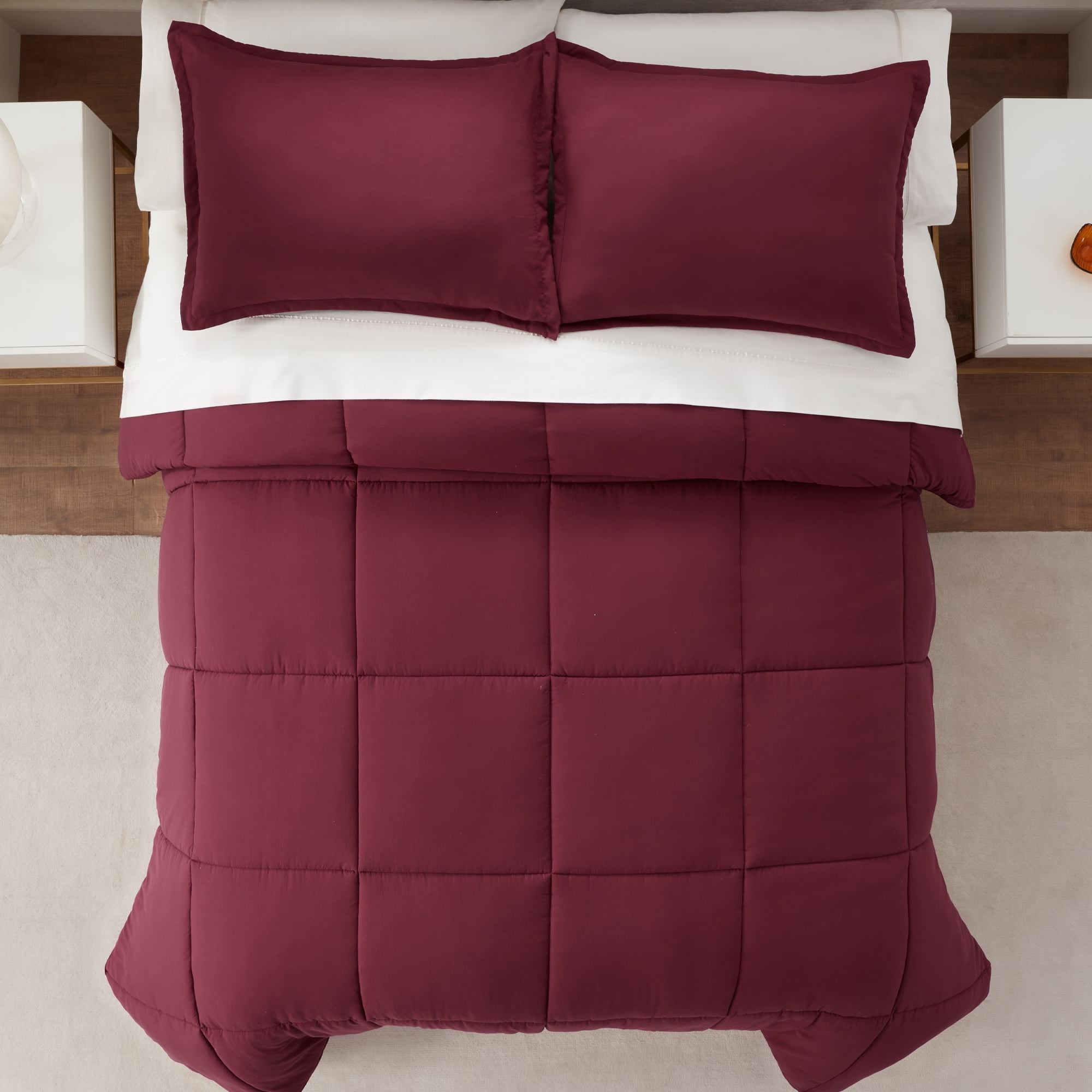 Serta Simply 2-Piece Clean Antimicrobial Burgundy Comforter Set, Twin XL