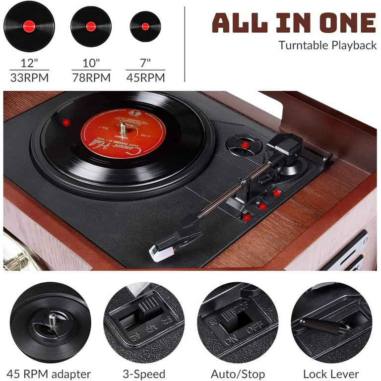 TechPlay ODC110 Hi Power 30W, 3-Speed Retro Classic Turntable with outlet NFC Bluetooth