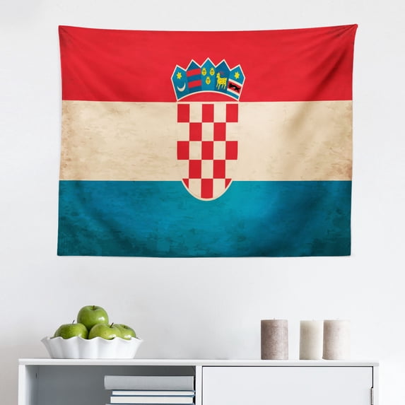 Croatia Tapestry, Nature Landscape Magnificent View of Waterfalls in Day Time with Sky, Fabric Wall Hanging Decor for Bedroom Living Room Dorm, 2 Sizes, Multicolor, by Ambesonne