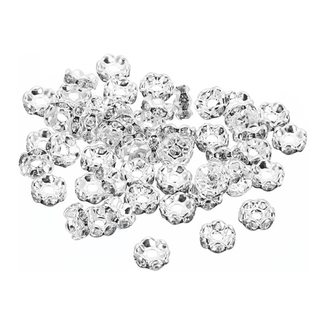 Unique Bargains 6mm Spacer Beads, 200pcs Bead Spacers Rhinestone Round Bulk Beads Wave for Jewelry Making Necklaces, Silver