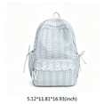 thumbnail image 2 of Women Bow Print Backpack with Lace Trim, Large Capacity Multi-Pockets School Bag for Travel Outdoor (Blue 430*300*130), 2 of 10